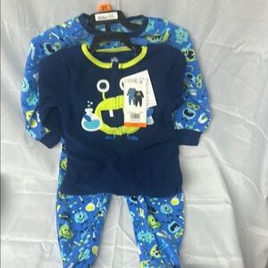 Kids Blue and Green Monster Pajama Set
